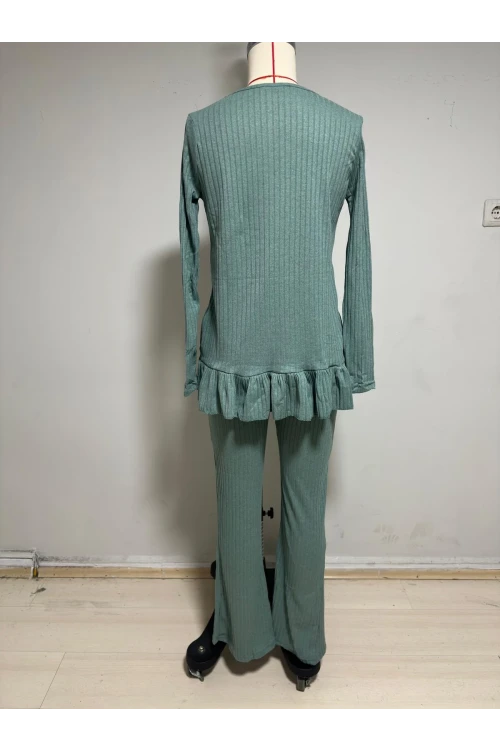 Bisiklet Yaka Etek ve Kol Detay Pijama Takım