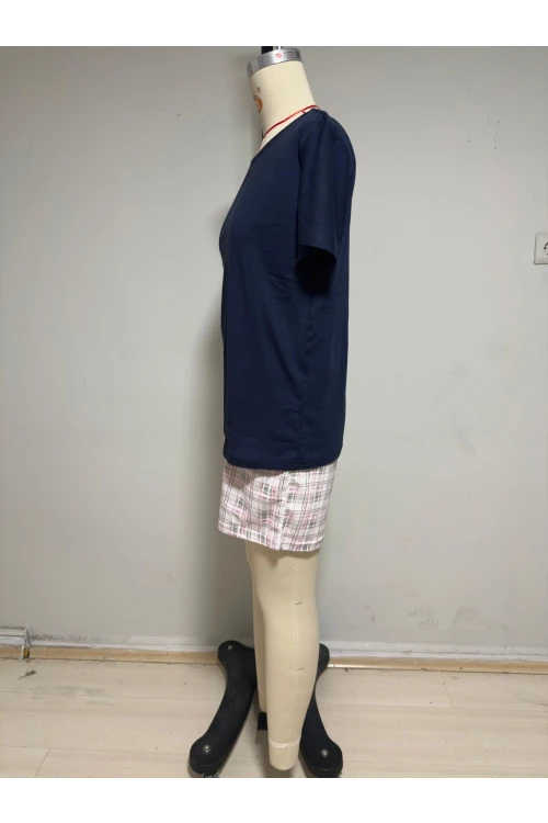 Ekose Şortlu Kısa Kol Pijama Takım
