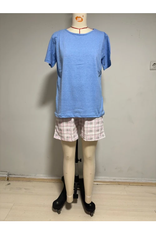 Ekose Şortlu Kısa Kol Pijama Takım