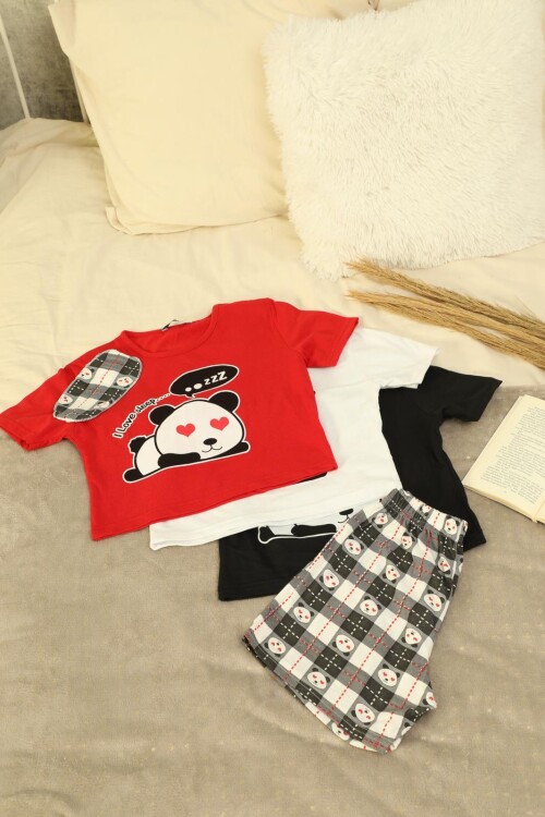 Kadın Kısa Kol Crop Şort Takım 8704 Beyaz