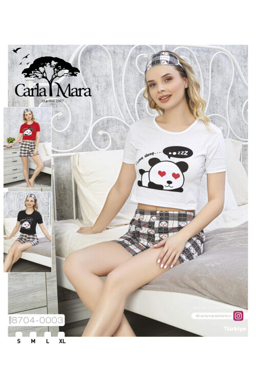 Kadın Kısa Kol Crop Şort Takım 8704 Beyaz