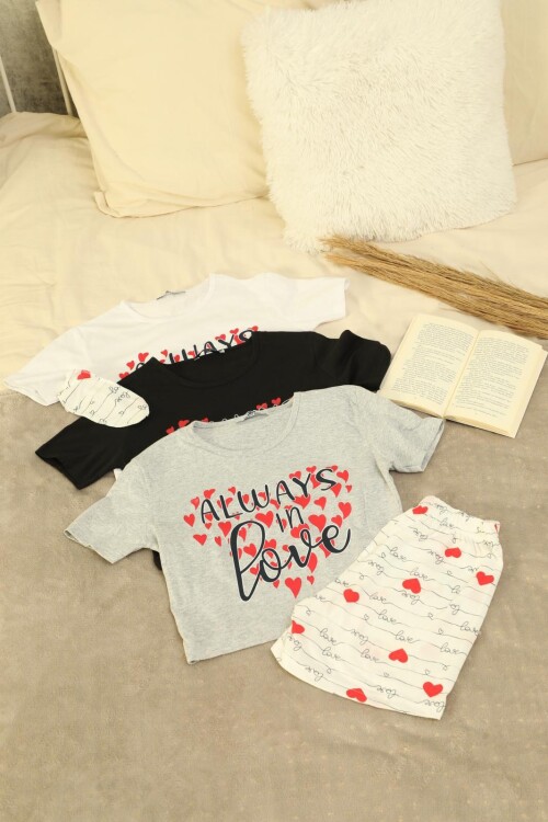 Kadın Kısa Kol Crop Şort Takım 8704 Siyah