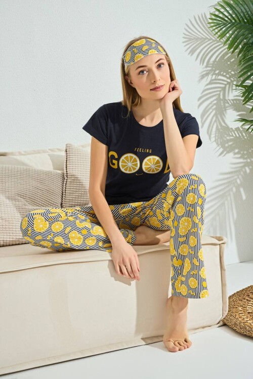 Kadın Kısa Kol Pijama Takım 3063 Lacivert