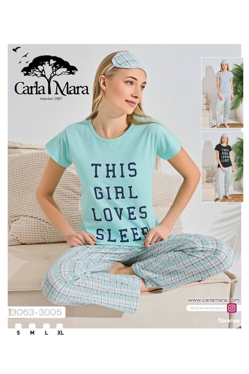 Kadın Kısa Kol Pijama Takım 3063 Siyah