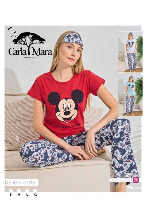 Kadın Kısa Kol Pijama Takım 3063 Kırmızı