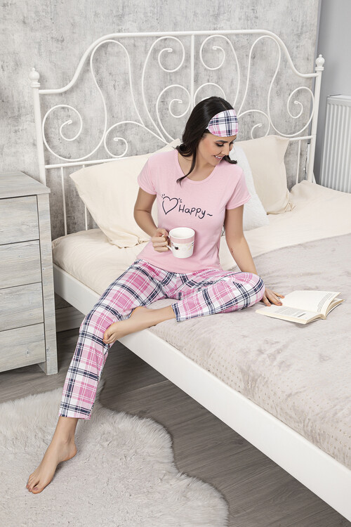 Kadın Kısa Kol Pijama Takım 3063 Pembe