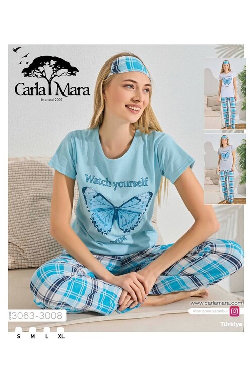 Kadın Kısa Kol Pijama Takım 3063 Beyaz