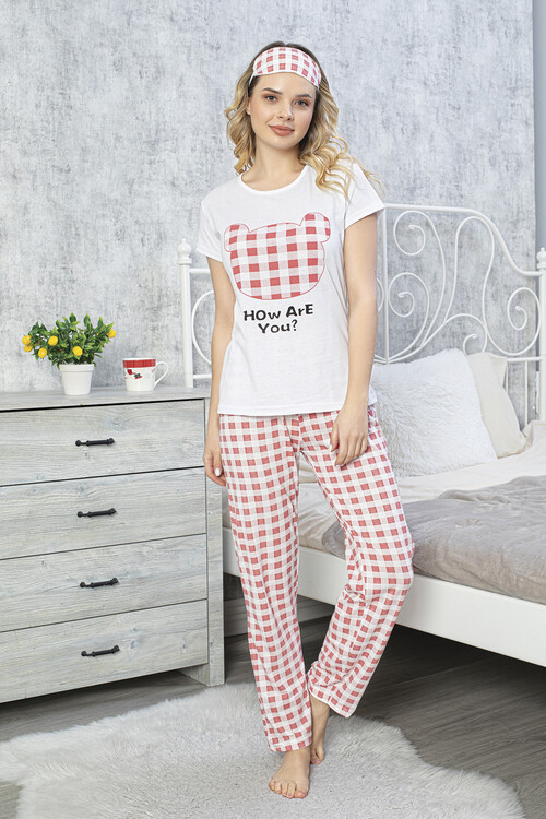 Kadın Kısa Kol Pijama Takım 3063 Beyaz