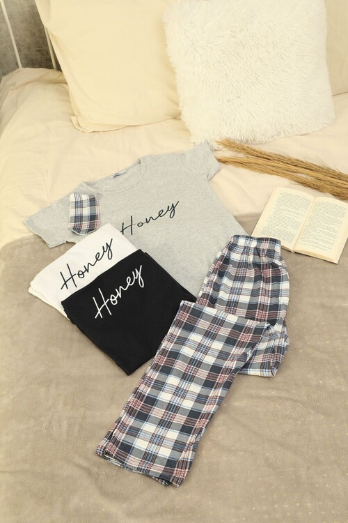 Kadın Kısa Kol Pijama Takım 3063 Beyaz