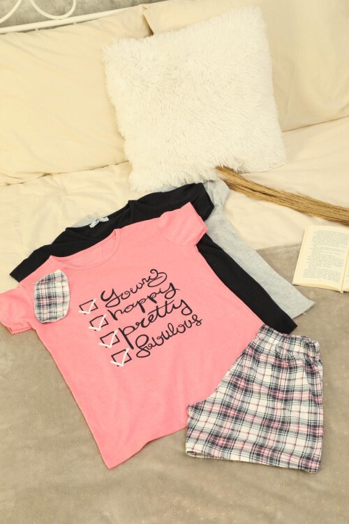 Kadın Kısa Kol Şort Takım 8765 Pembe