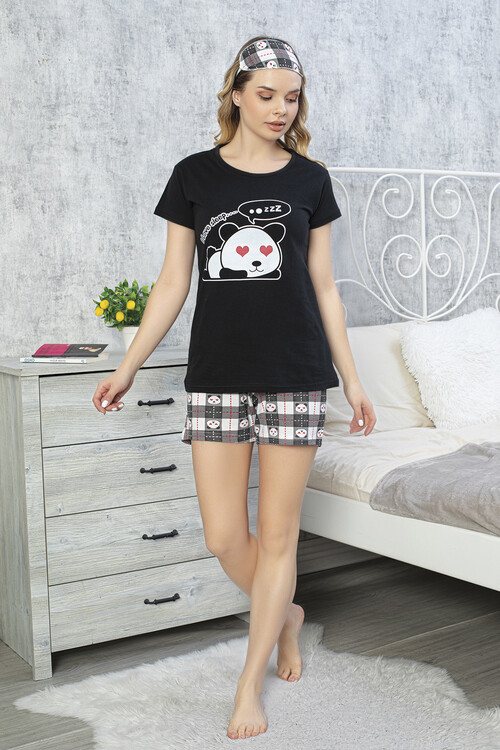 Kadın Kısa Kol Şort Takım 8765 Siyah