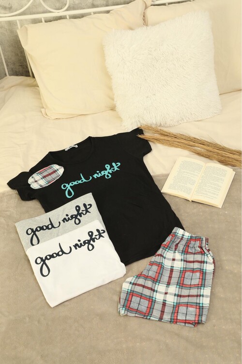 Kadın Kısa Kol Şort Takım 8765 Siyah