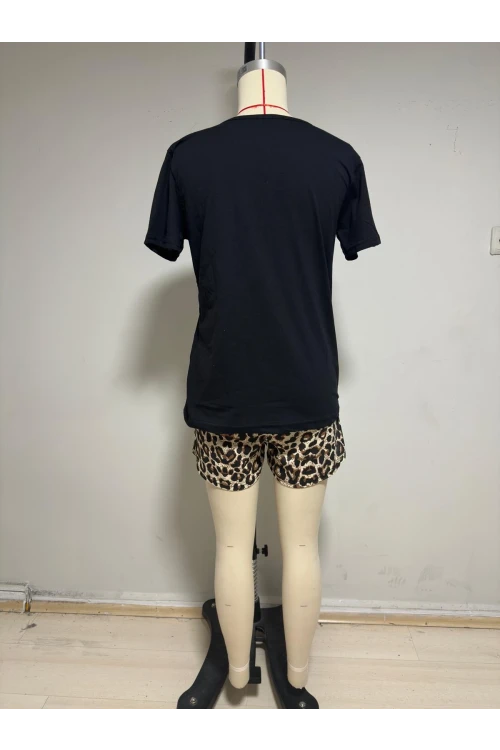 Şortlu Leopar Desen Pijama Takım
