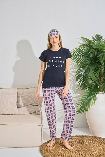 Kadın Kısa Kol Pijama Takım 3063 Lacivert