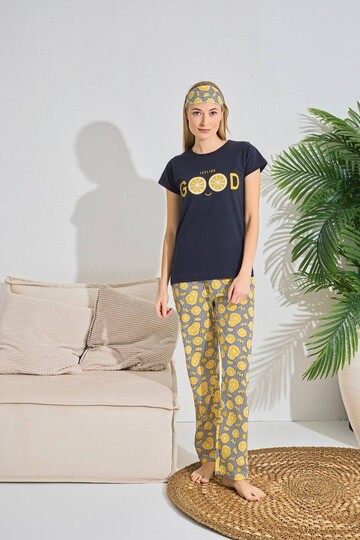 Kadın Kısa Kol Pijama Takım 3063 Lacivert