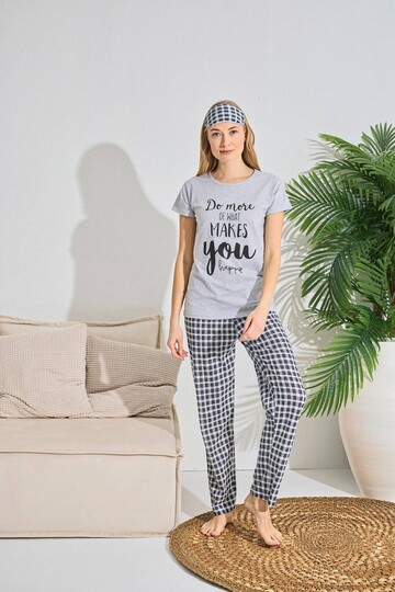 Kadın Kısa Kol Pijama Takım 3063 Gri