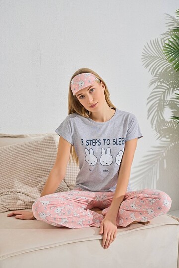Kadın Kısa Kol Pijama Takım 3063 Gri