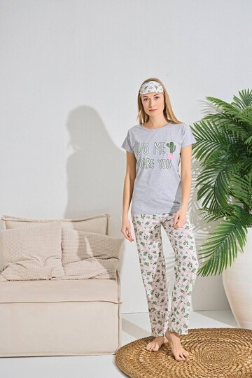 Kadın Kısa Kol Pijama Takım 3063 Gri
