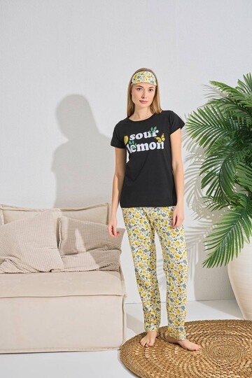 Kadın Kısa Kol Pijama Takım 3063 Siyah
