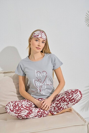 Kadın Kısa Kol Pijama Takım 3063 Gri