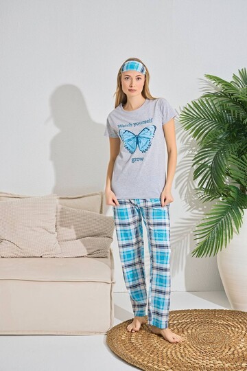 Kadın Kısa Kol Pijama Takım 3063 Gri