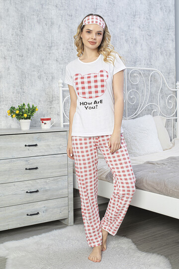 Kadın Kısa Kol Pijama Takım 3063 Beyaz