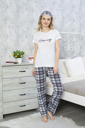 Kadın Kısa Kol Pijama Takım 3063 Beyaz
