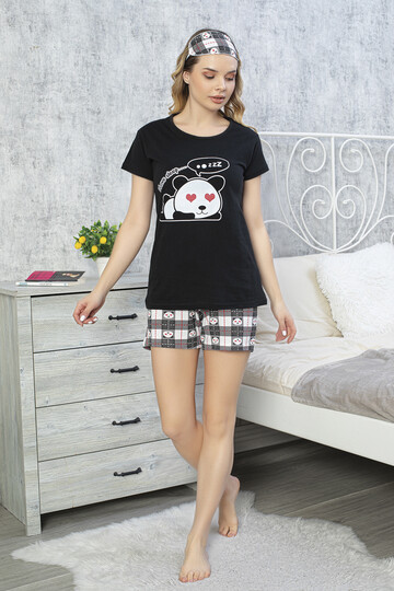 Kadın Kısa Kol Şort Takım 8765 Siyah