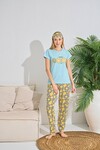 Kadın Kısa Kol Pijama Takım 3063 Bebe Mavi