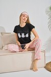 Kadın Kısa Kol Pijama Takım 3063 Siyah