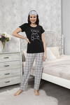 Kadın Kısa Kol Pijama Takım 3063 Siyah