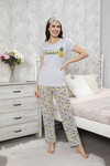 Kadın Kısa Kol Pijama Takım 3063 Gri