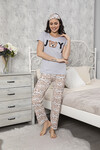Kadın Kısa Kol Pijama Takım 3063 Gri