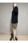 Printed Pajama Set with Leopard Shorts